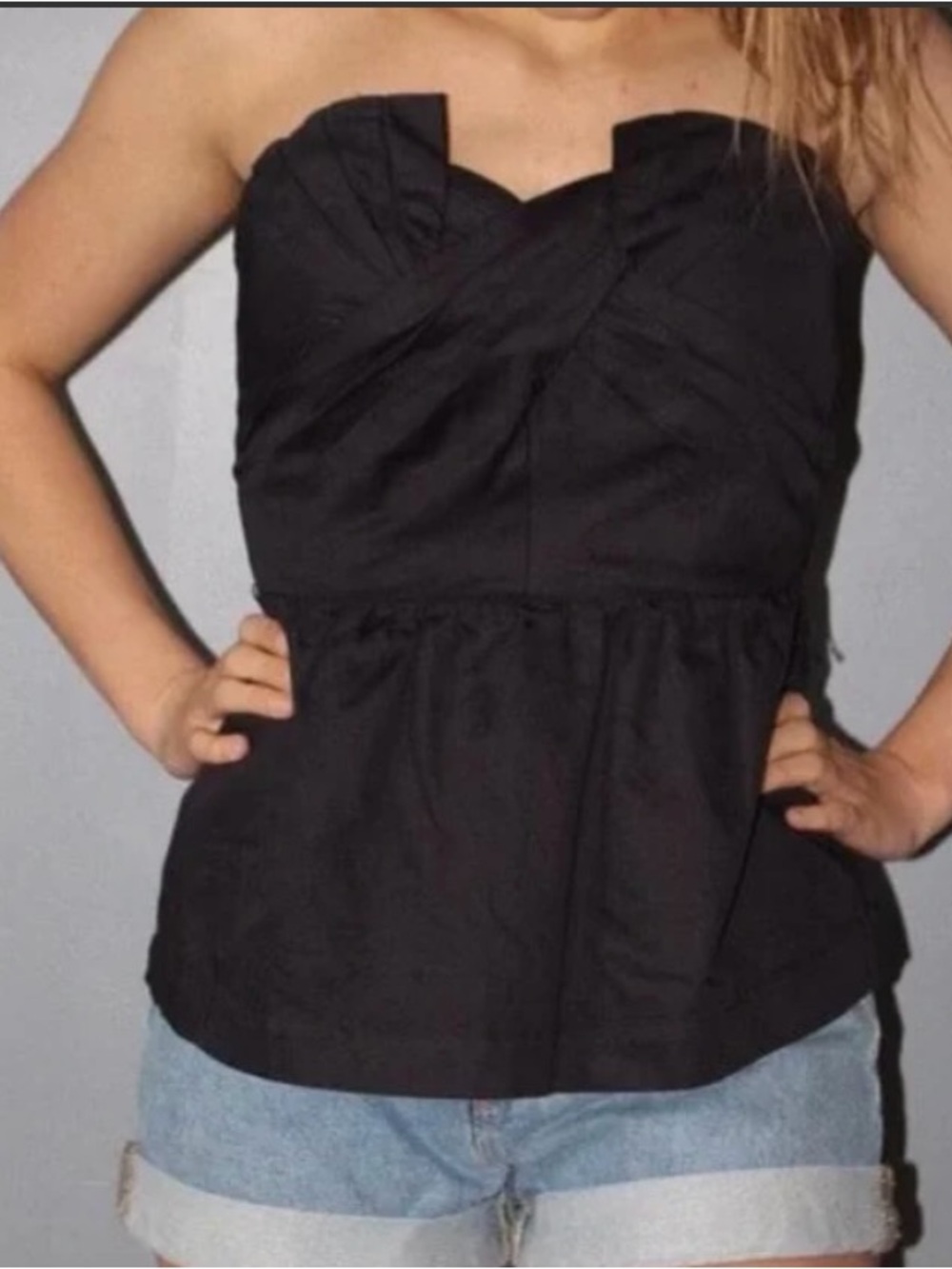 Anthropologie Odille Strapless Black Corset Top Sz 8 , Excellent
